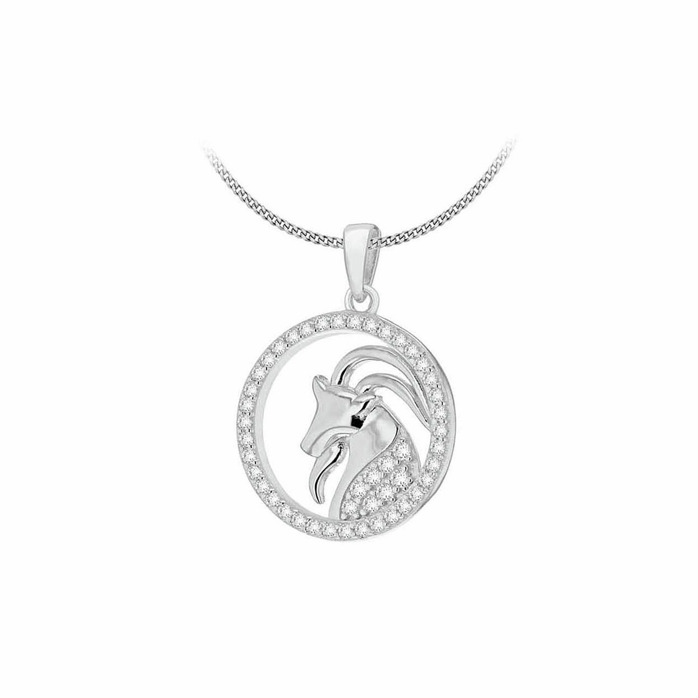 Revere Sterling Silver Rhodium Plated Aries Zodiac Pendant Necklace