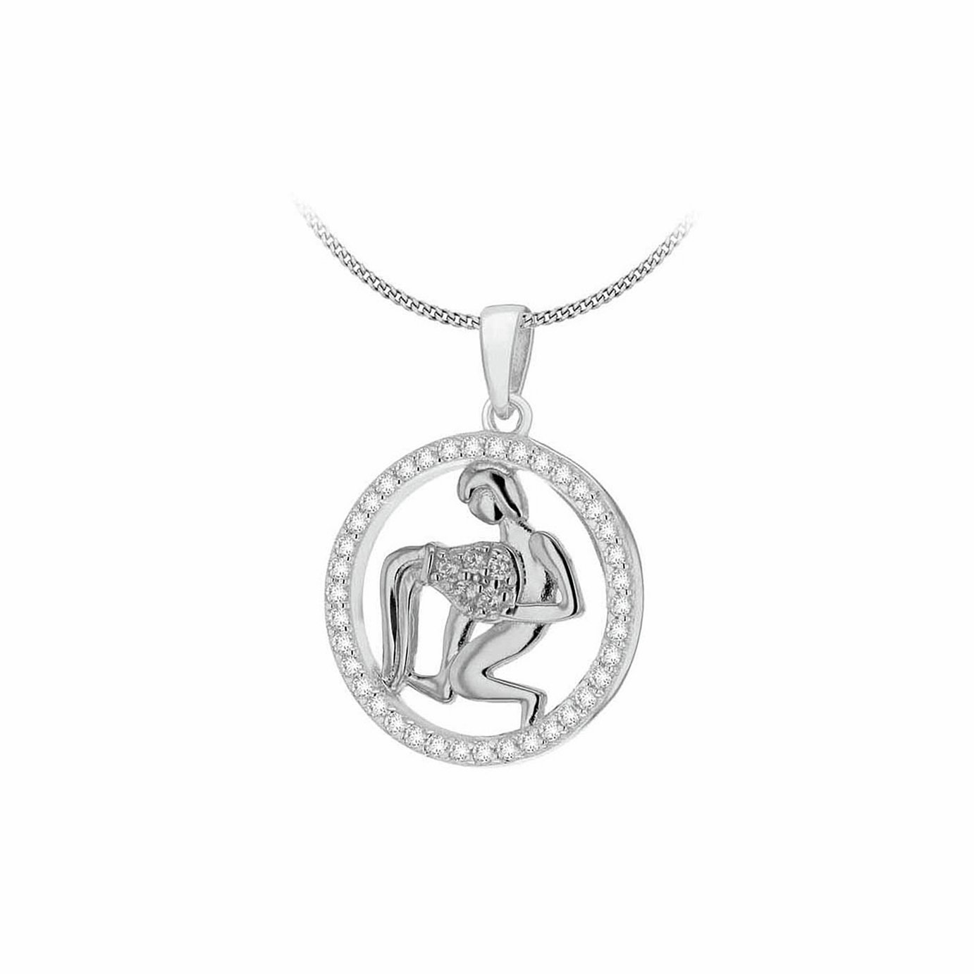 Revere Sterling Silver Aquarius Zodiac Pendant Necklace