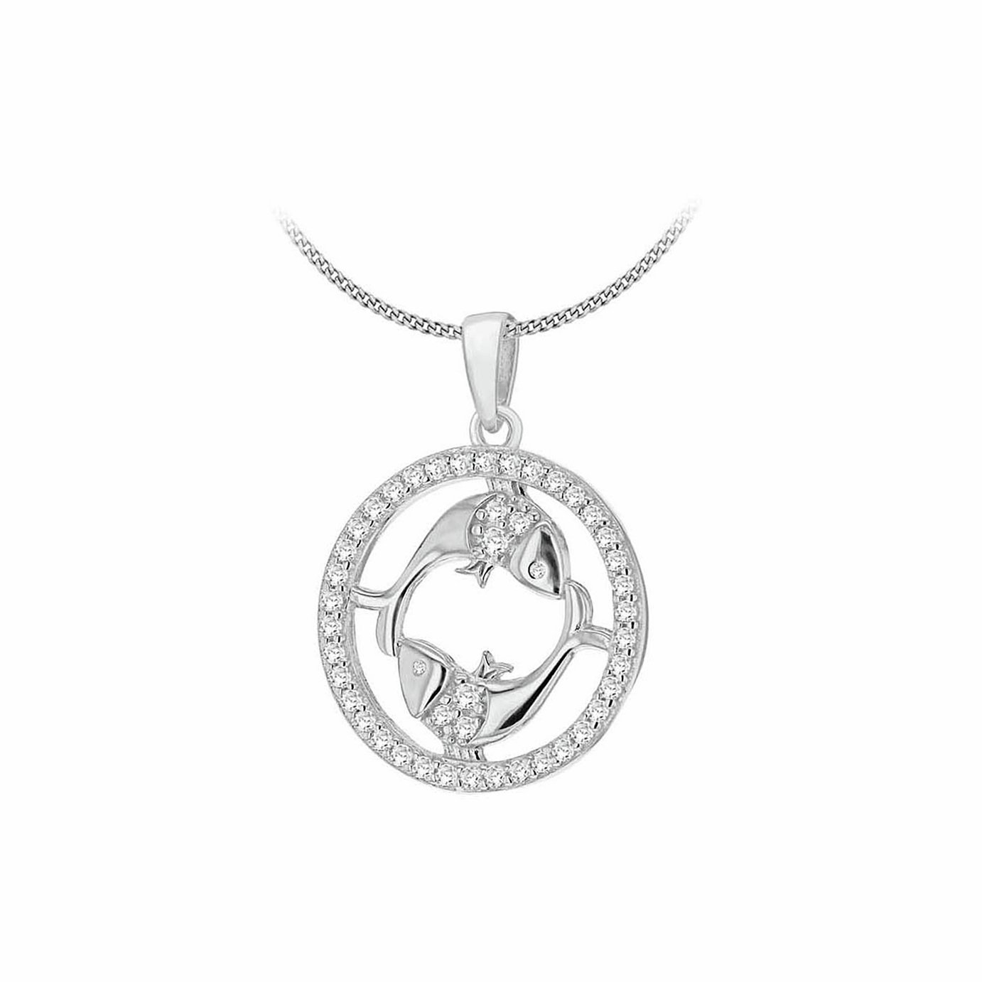 Revere Sterling Silver Pisces Zodiac Pendant Necklace