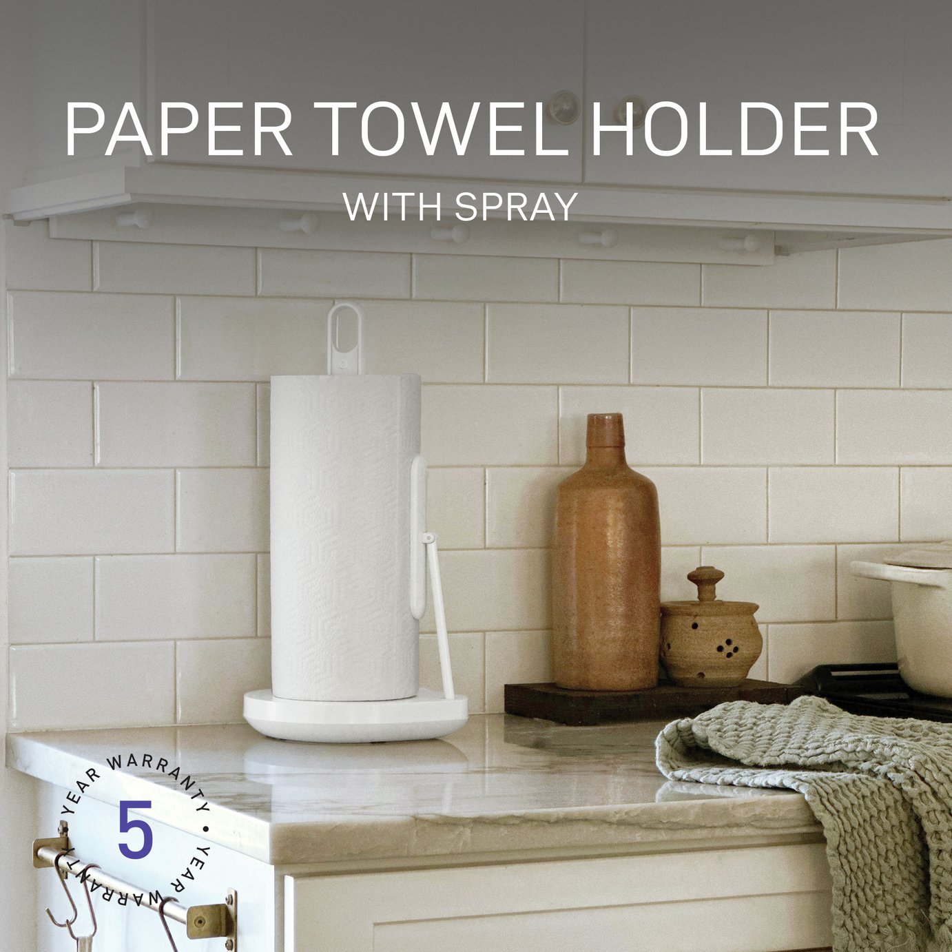 Simplehuman Paper Towel Holder With Spray Pump - White