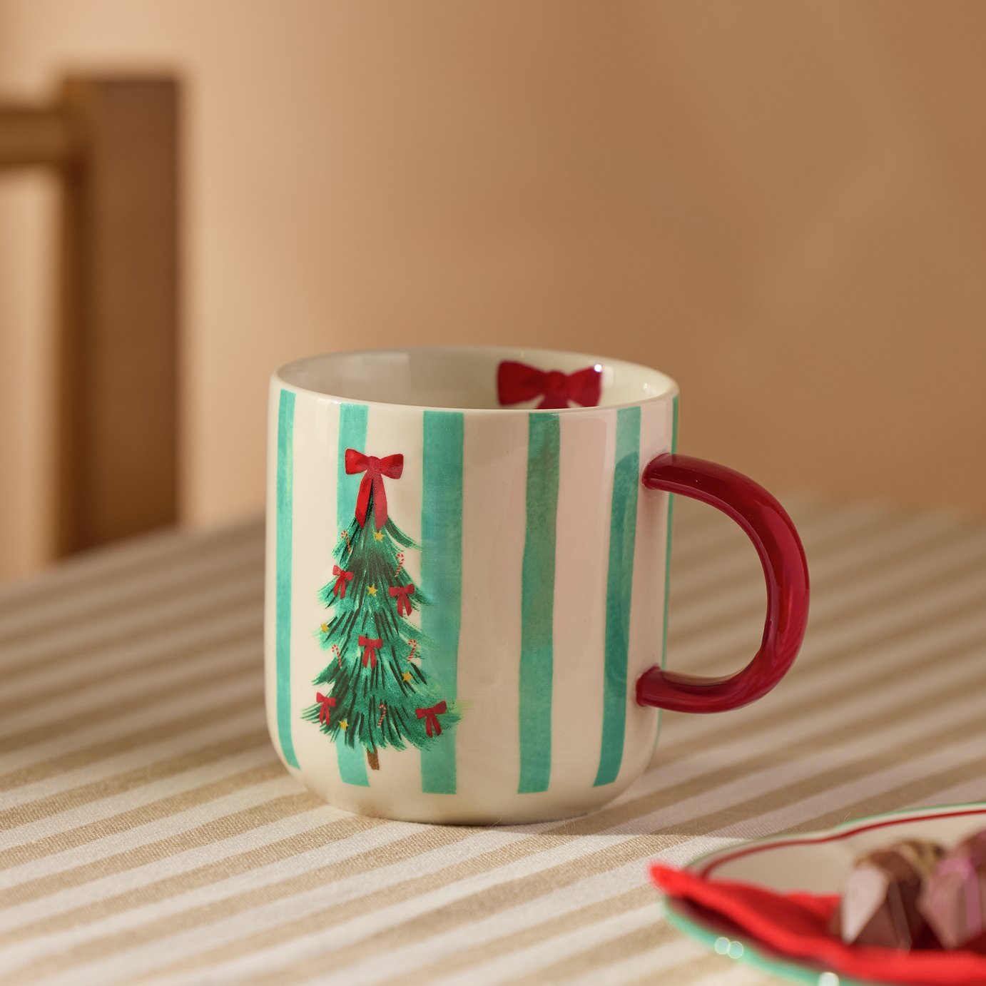Argos Home Tree Striped Stoneware Mug - Green