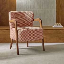 Habitat Yanni ll Jacquard Check Fabric Accent Chair - Rust