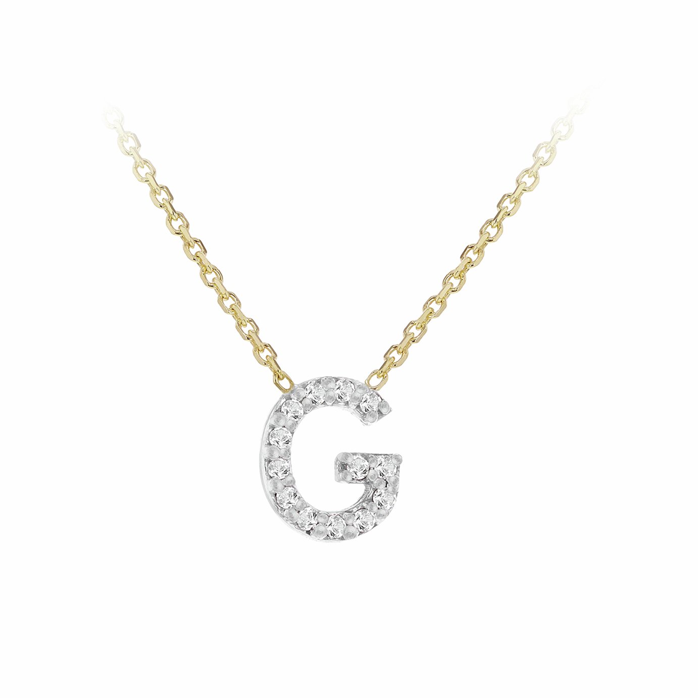 Revere 9ct Yellow Gold 0.06ct Diamond Pendant Necklace With Mini Initial G