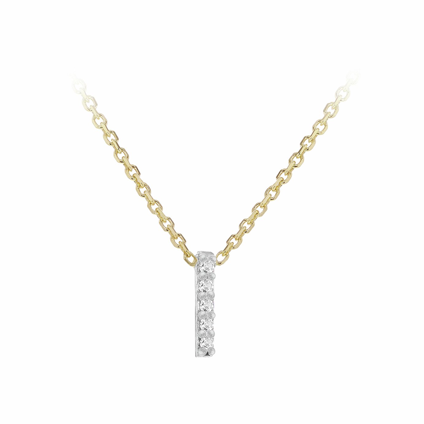 Revere 9ct Yellow Gold 0.03ct Diamond Pendant Necklace With Mini Initial I