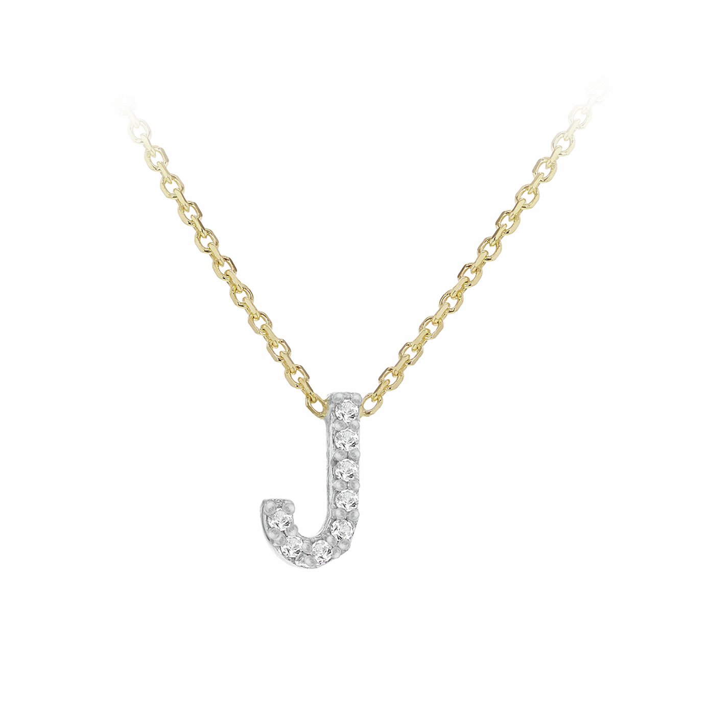 Revere 9ct Yellow Gold 0.04ct Diamond Pendant Necklace With Mini Initial J