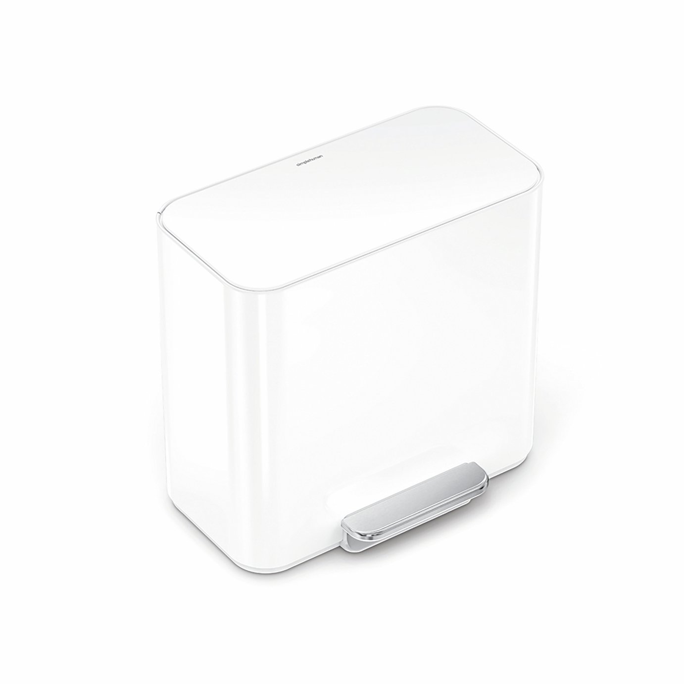 Simplehuman 15 Litre Stainless Steel Mini Recycler Pedal Bin - White