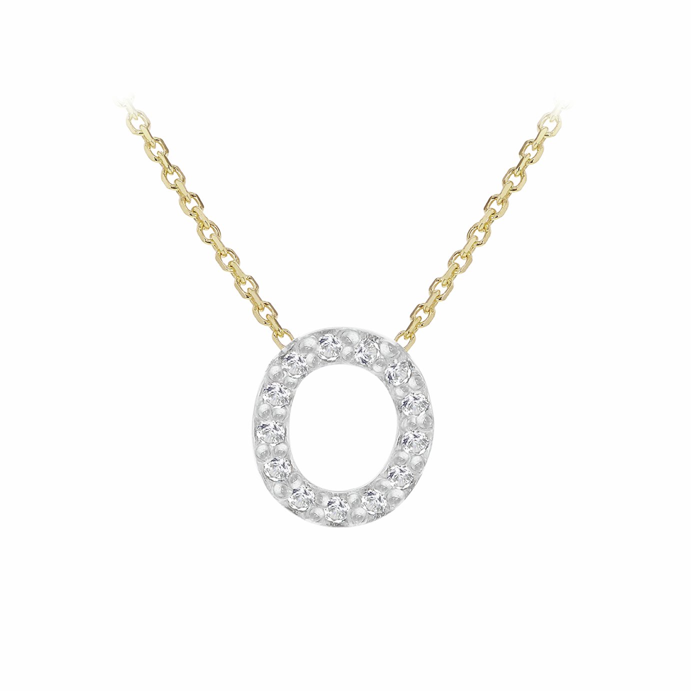 Revere 9ct Yellow Gold 0.06ct Diamond Necklace with Mini Initial O