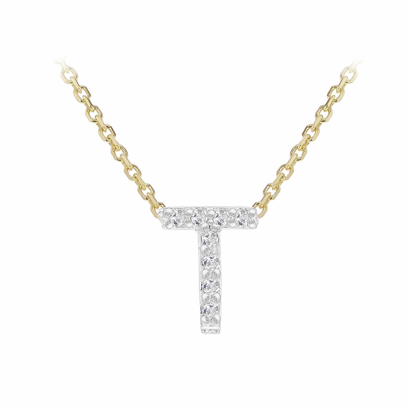 Revere 9ct Yellow Gold 0.04ct Diamond Necklace With Mini Initial T