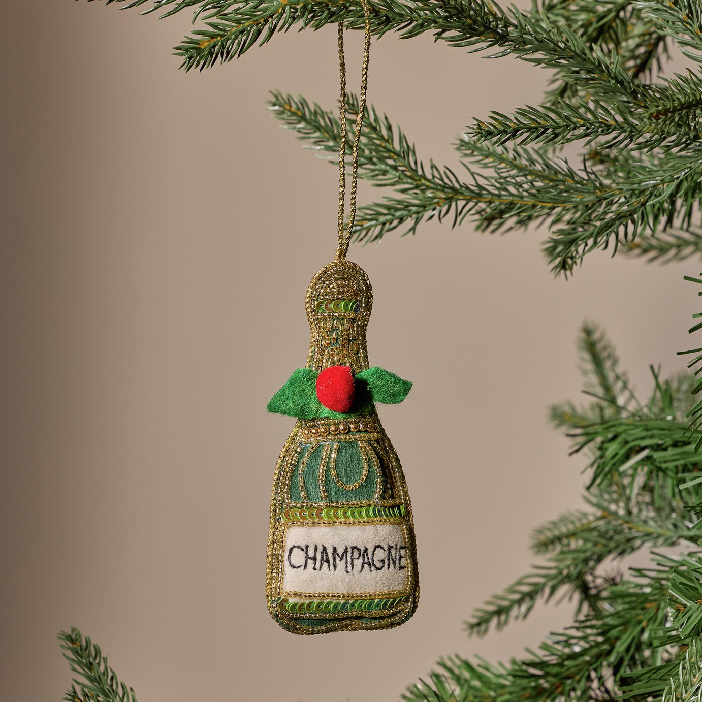Argos Home Beaded Champagne Hanging Christmas Ornament