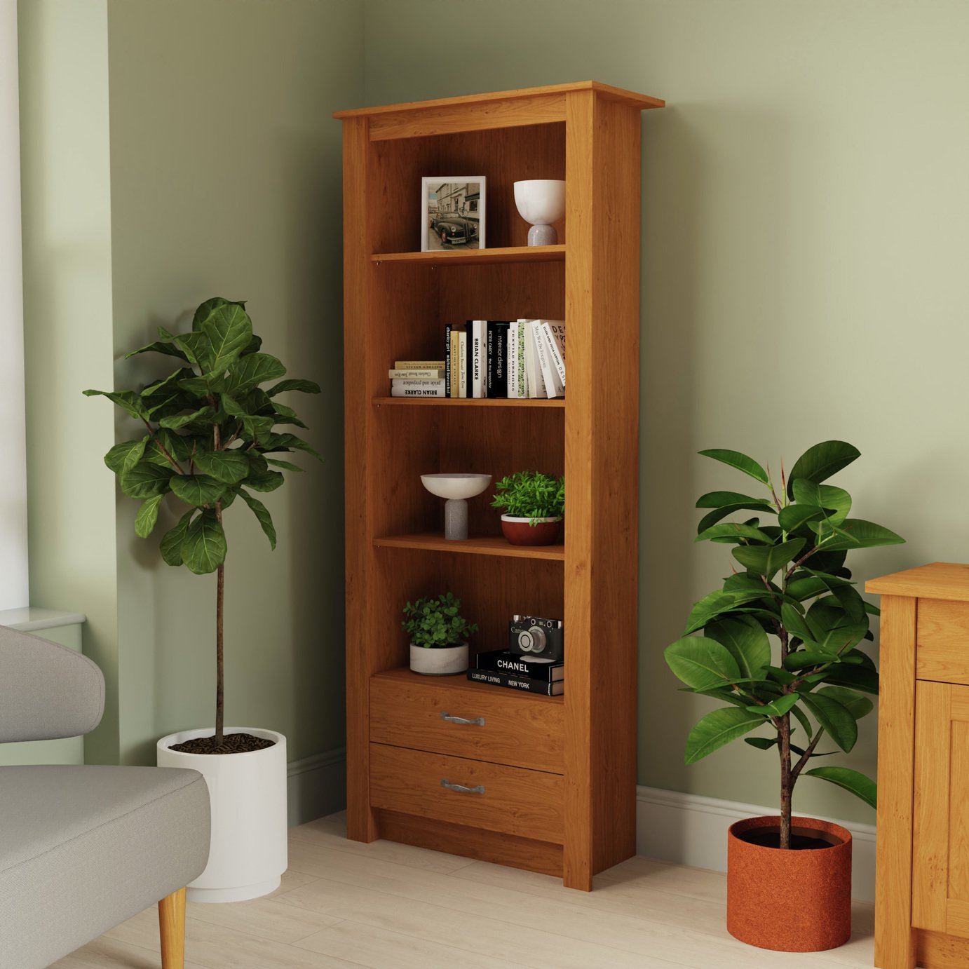 Argos Home Ohio 4 Shelves Bookcase - Natural