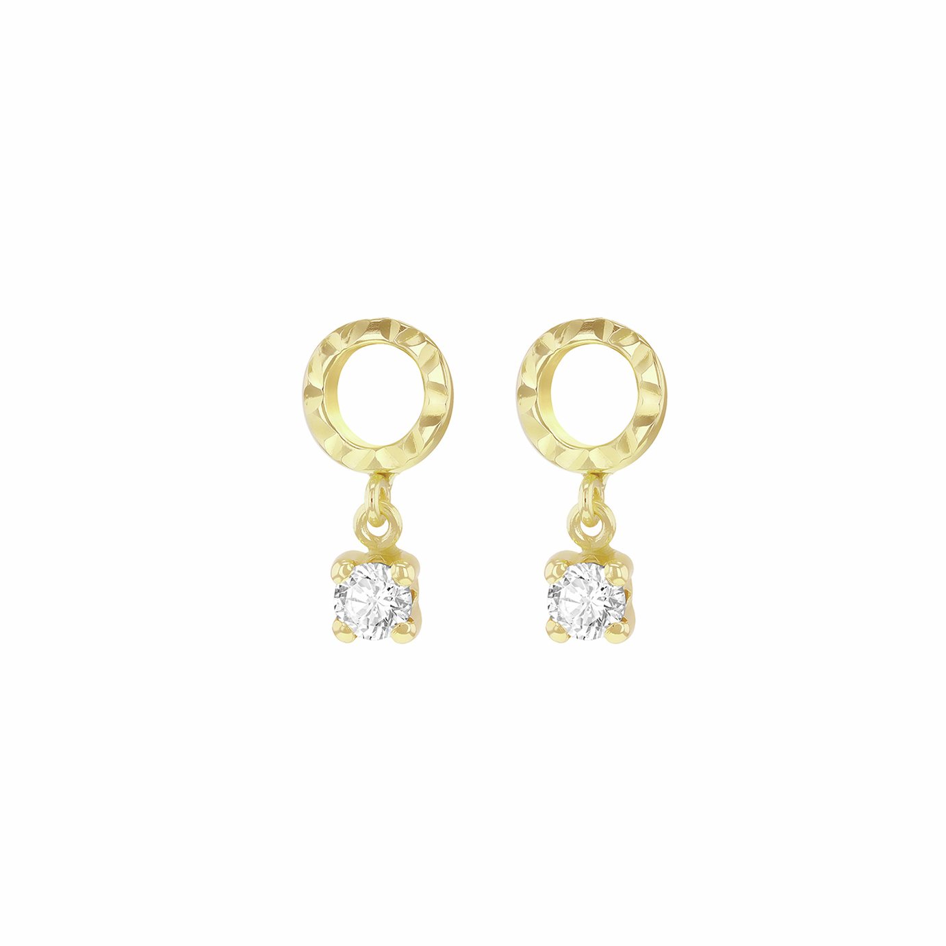 Revere 9ct Yellow Gold Cubic Zirconia Drop Stud Earrings