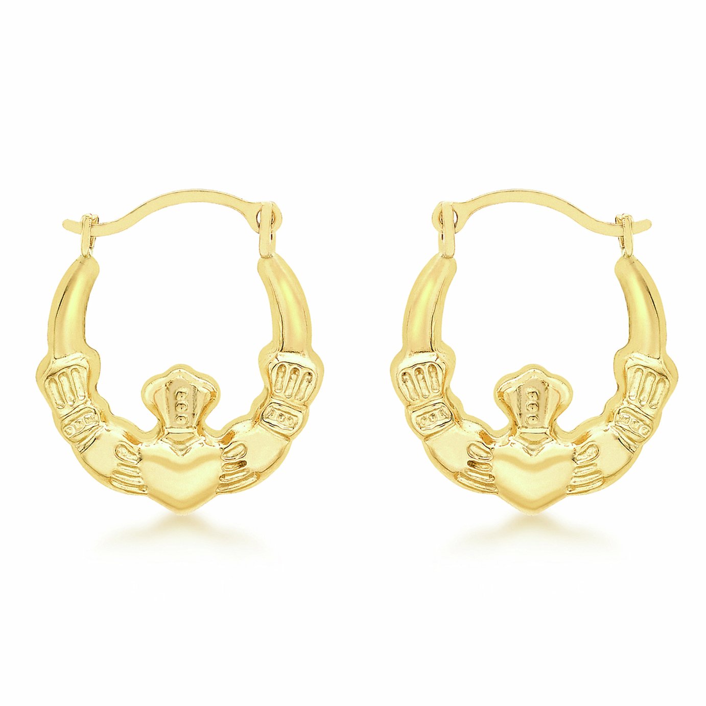 Revere 9ct Yellow Gold Claddagh Creole Earrings