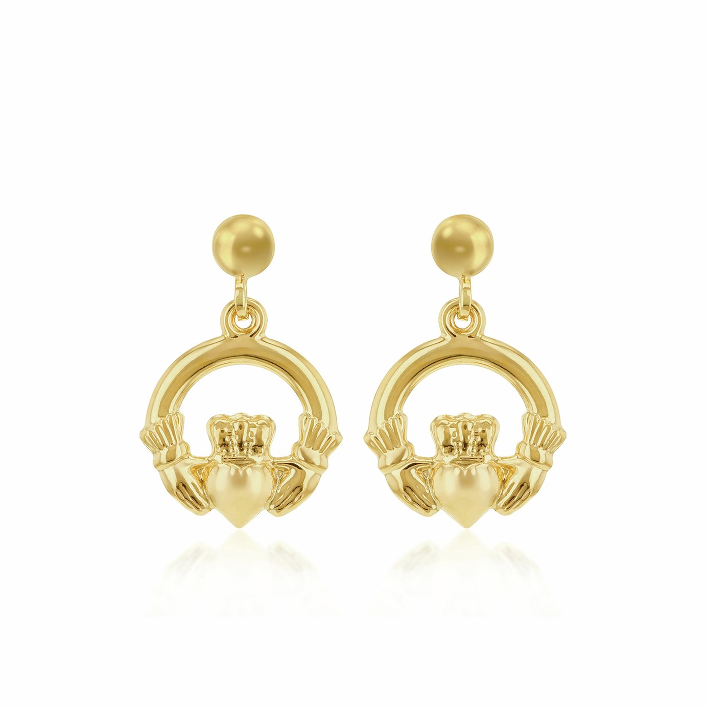 Revere 9ct Yellow Gold Claddagh Drop Earrings