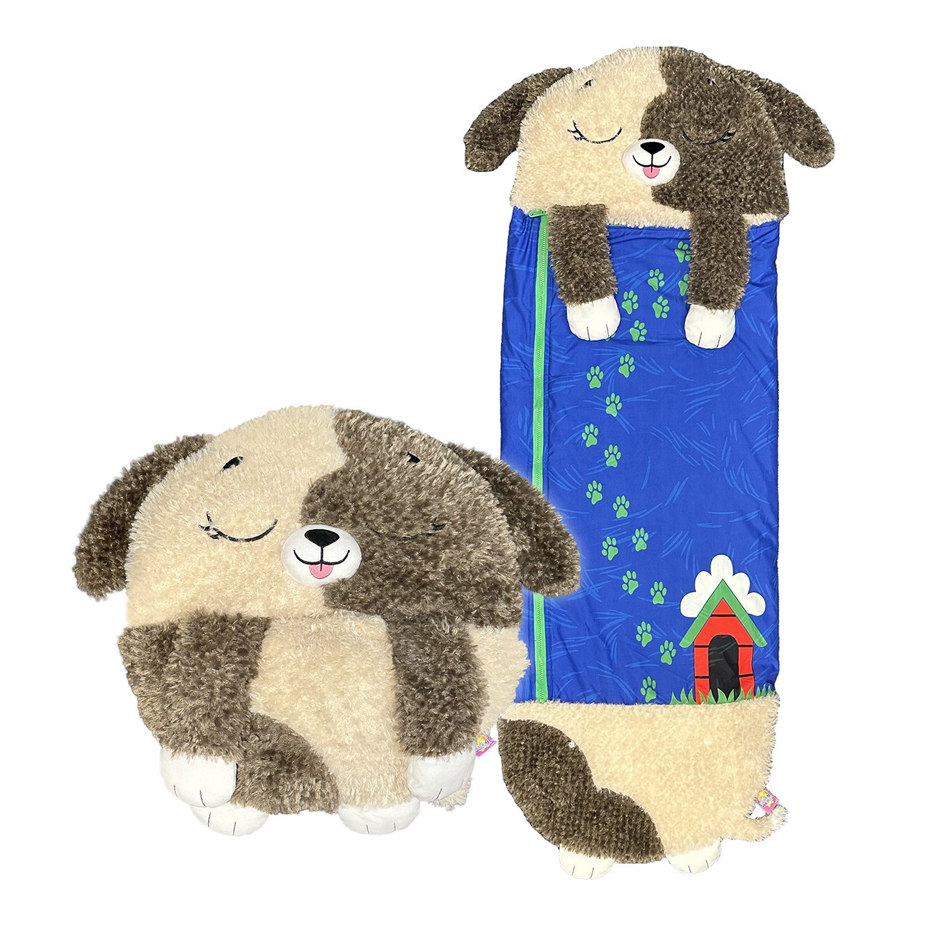 Happy Nappers Brown Dog Medium S4 Sleeping Bag Plush Toy