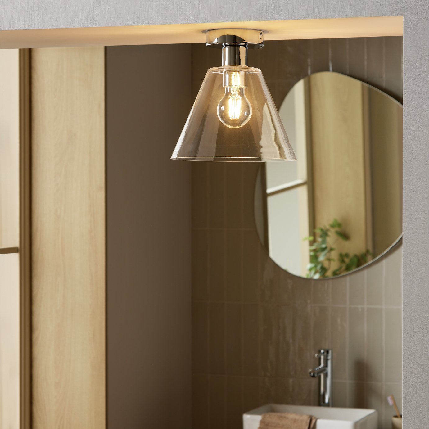 Argos Home Briar Angular Glass Bathroom Flush Ceiling Light - Chrome