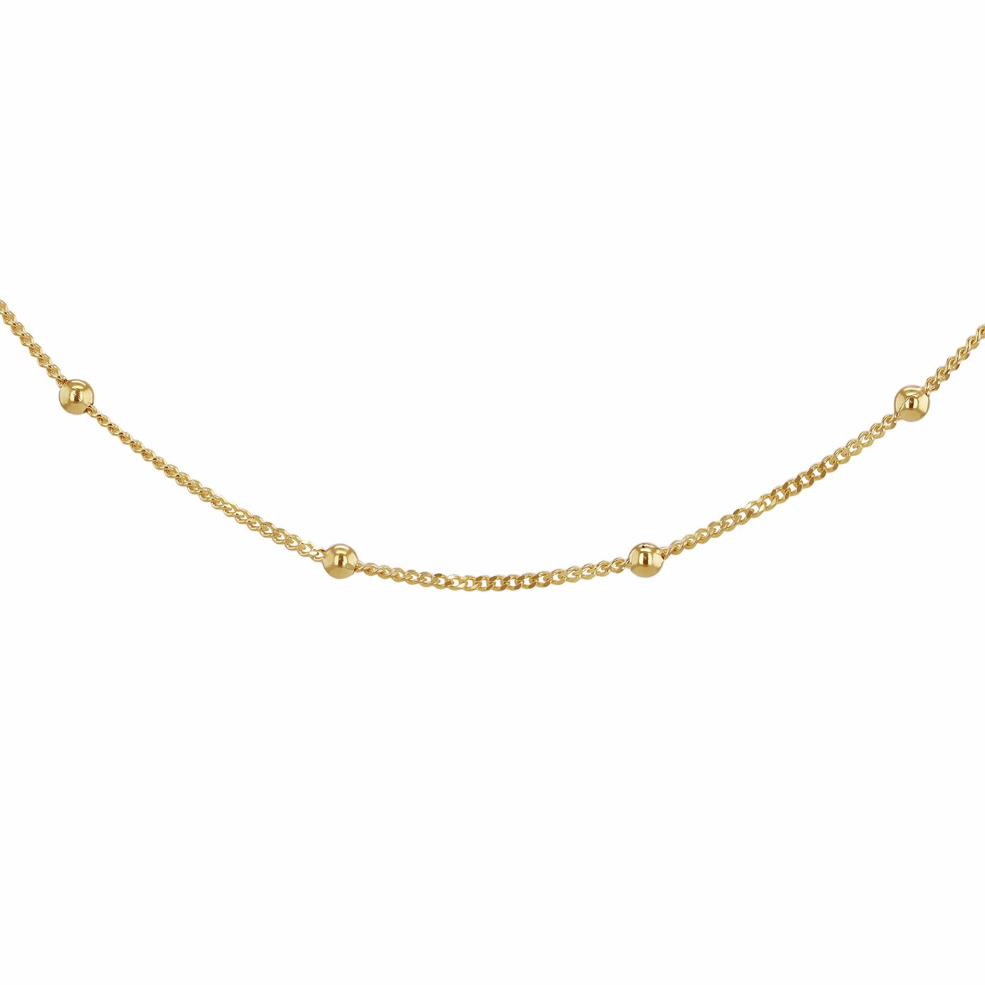 Revere 9ct Yellow Gold Curb And Ball 18 Inch Chain