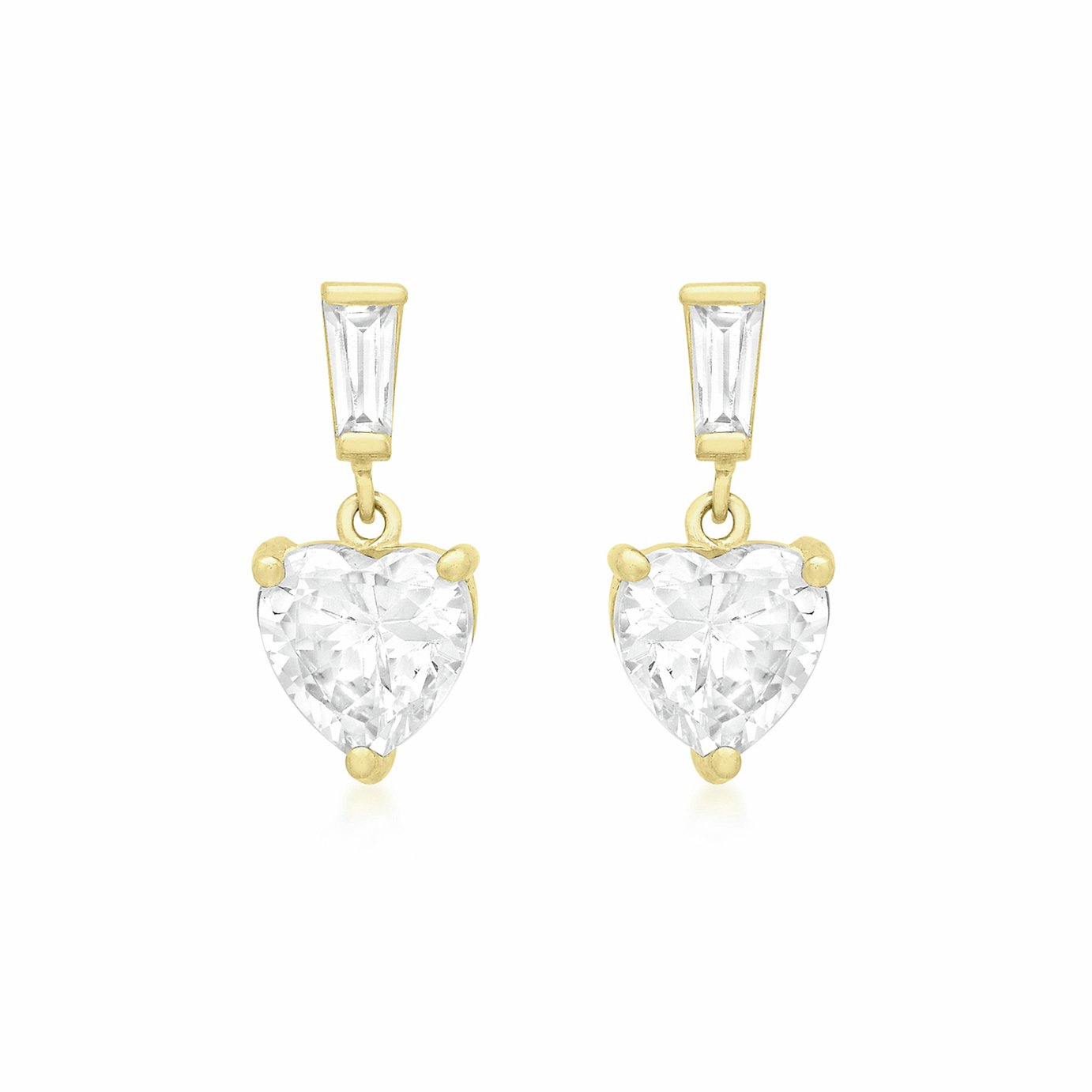 Revere 9ct Yellow Gold Heart Drop Earrings