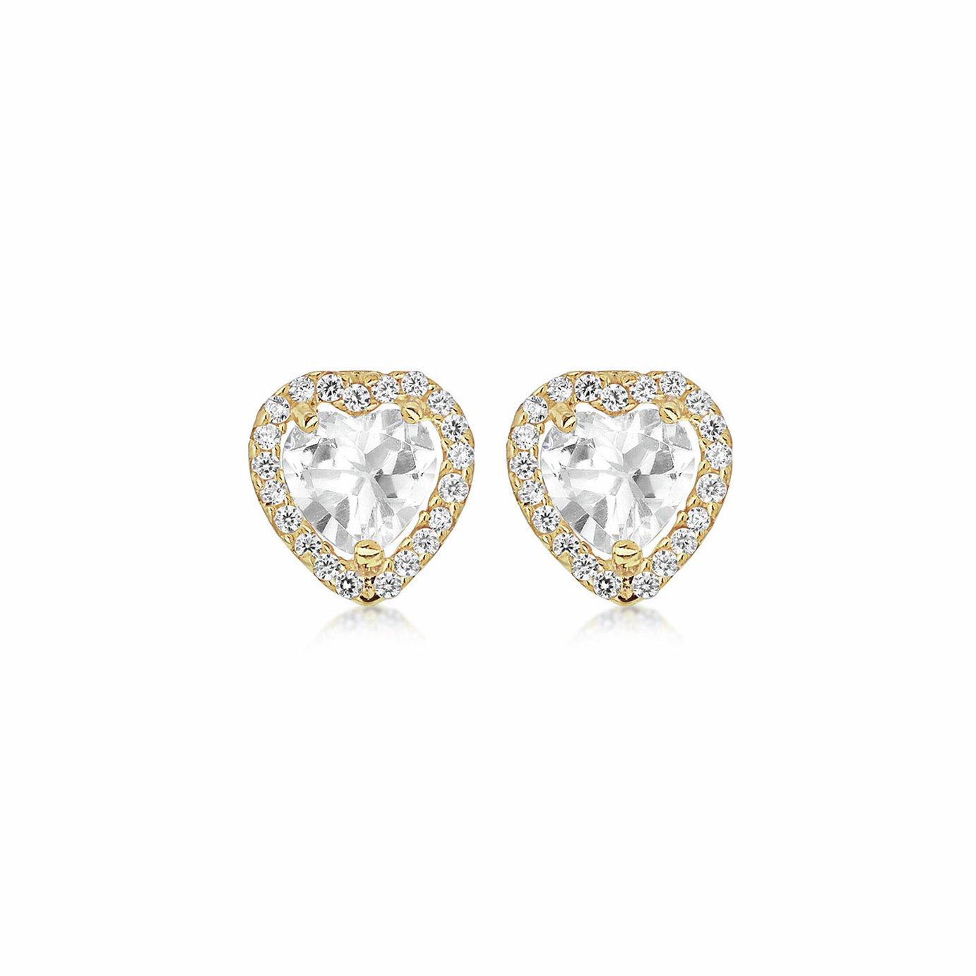 Revere 9ct Yellow Gold Heart Stud Earrings