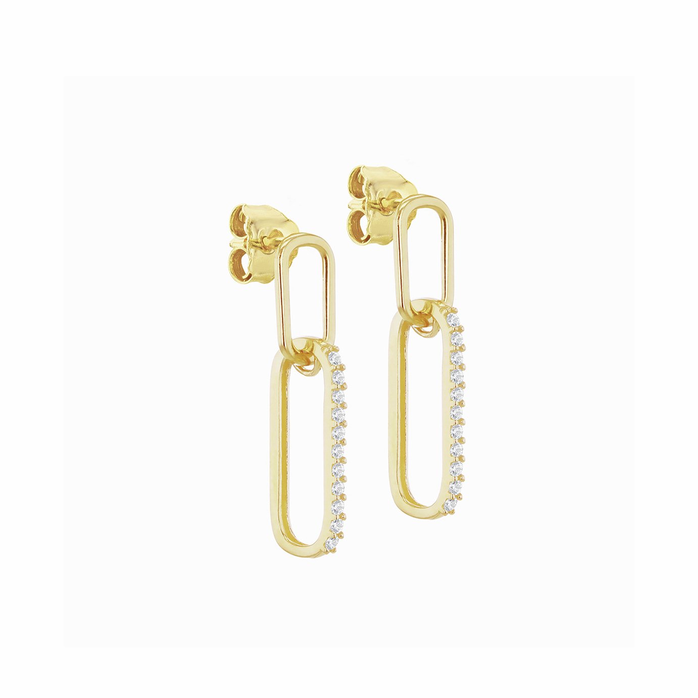 Revere 9ct Yellow Gold Paperclip Style Drop Earrings