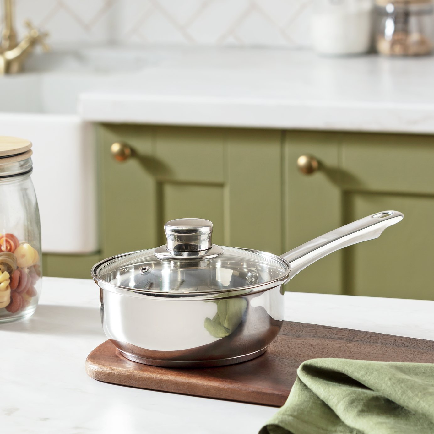 Argos Home 16cm Stainless Steel Saucepan