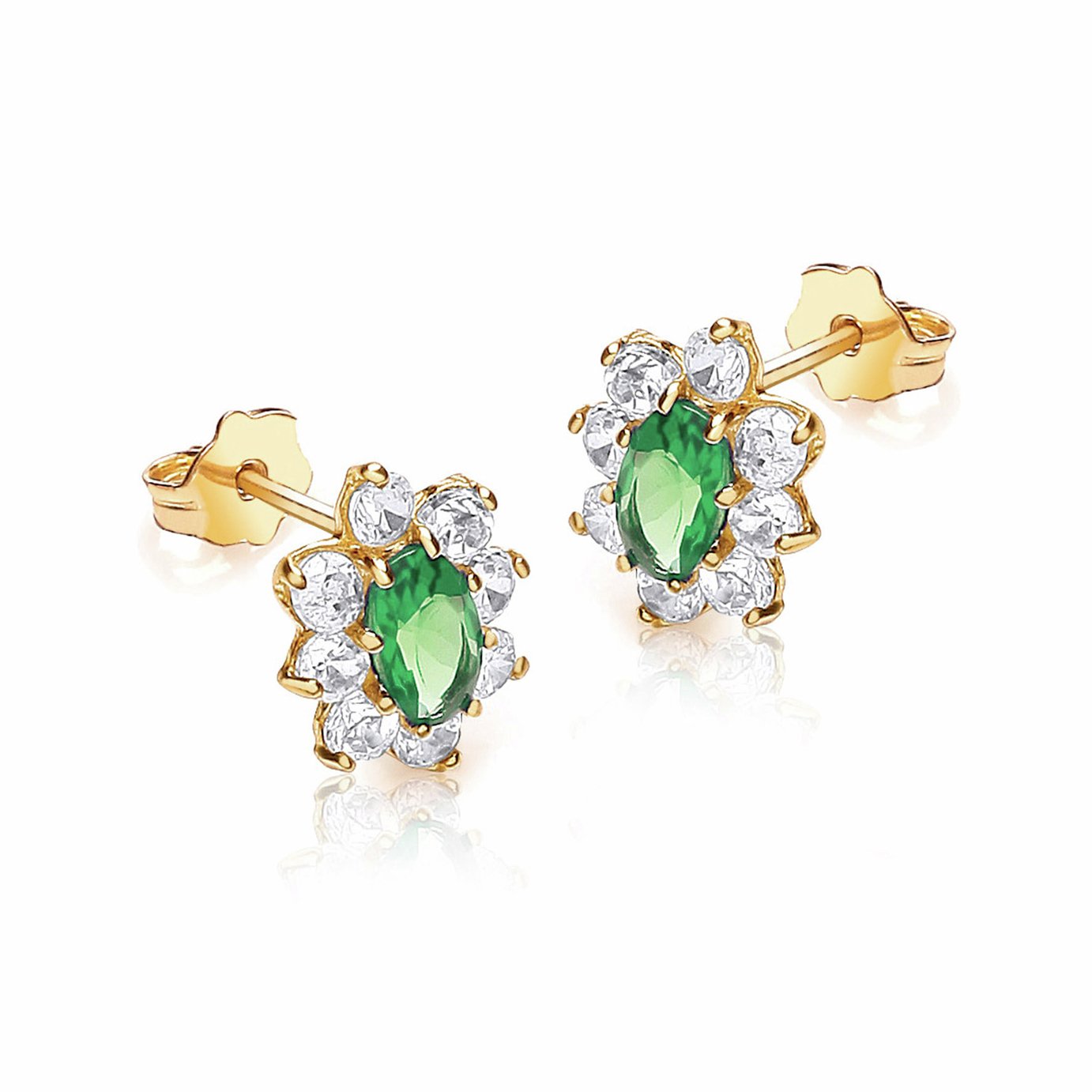 Revere 9ct Yellow Gold Flower Cluster Stud Earrings