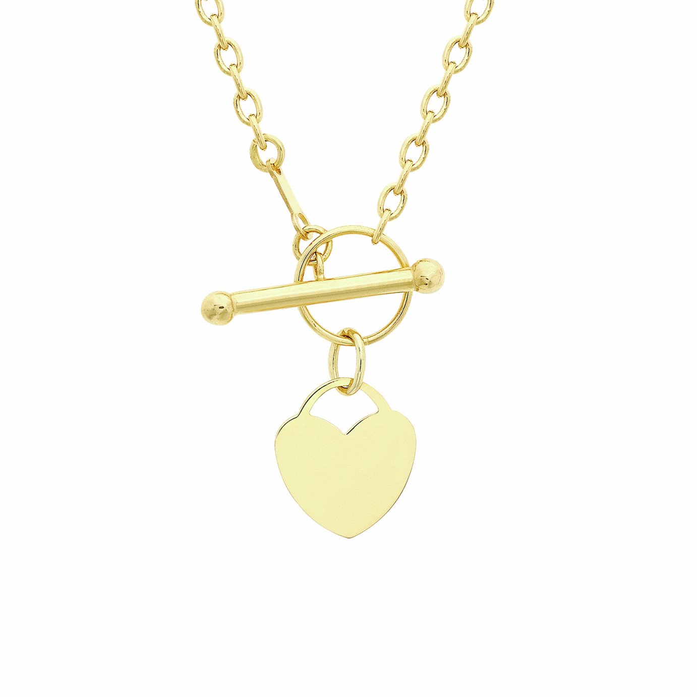 Revere 9ct Yellow Gold Heart And T-Bar Necklace