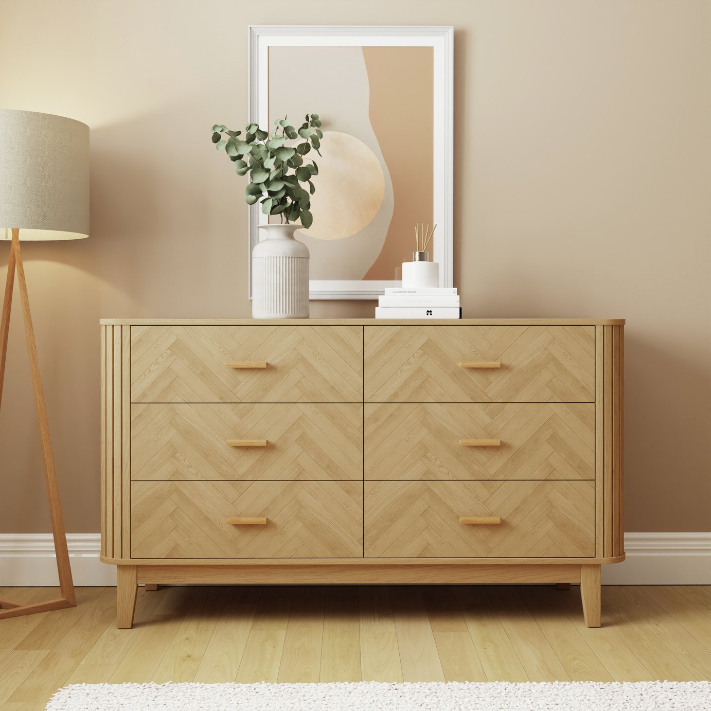 GFW Axel 6 Drawer Chest - Oak
