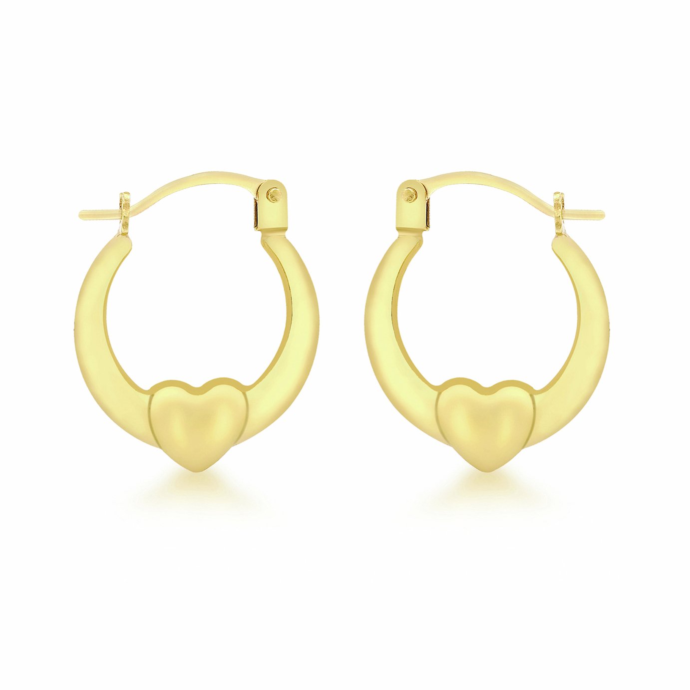 Revere 9ct Yellow Gold Heart Creole Earrings