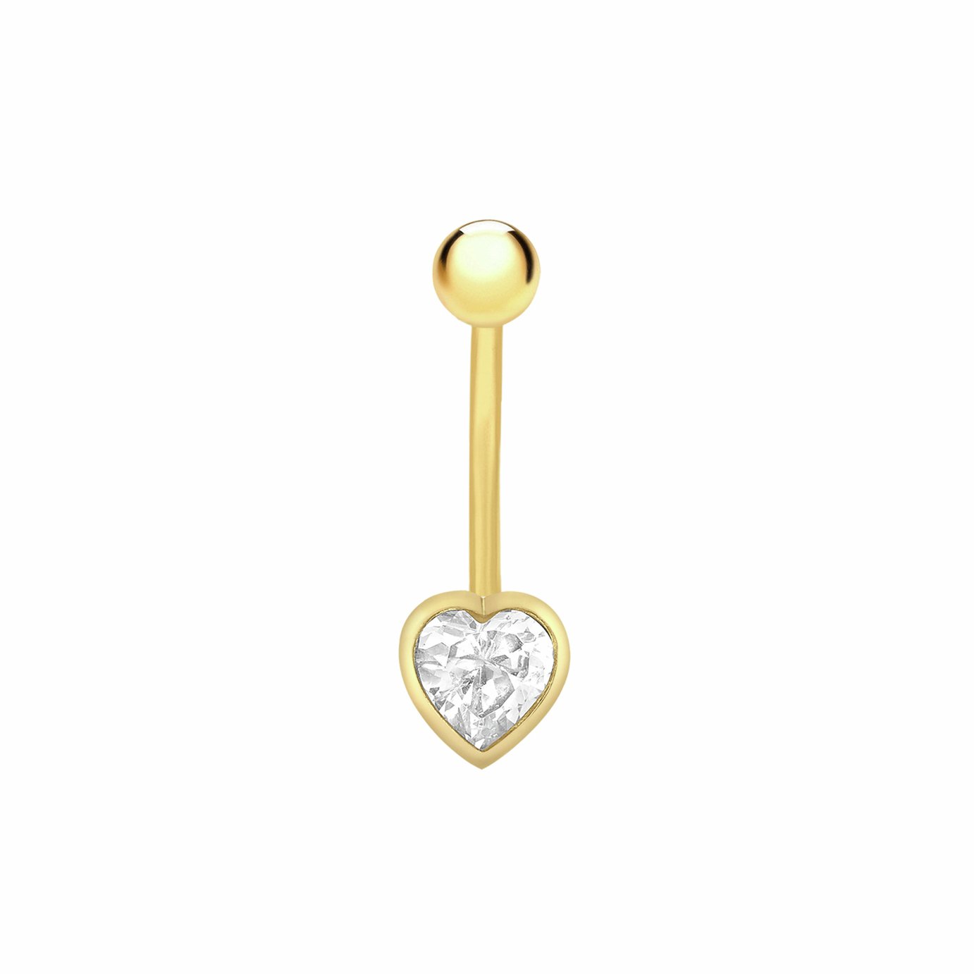 Revere 9ct Gold Plated Heart White Belly Bar