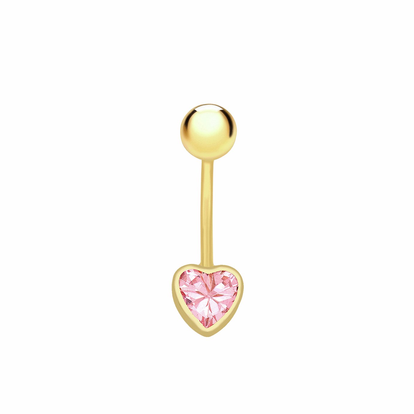 Revere 9ct Gold Plated Heart Pink Belly Bar