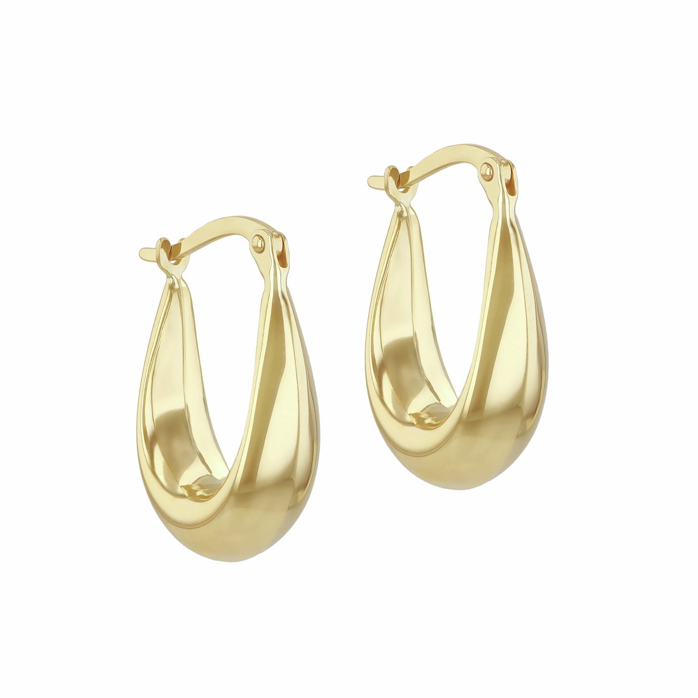 Revere 9ct Yellow Gold Tapered Knife Edge Creole Earrings