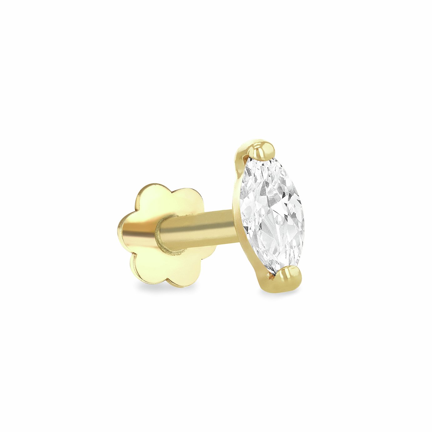 Revere 9ct Yellow Gold Marquise Labret Stud Earrings
