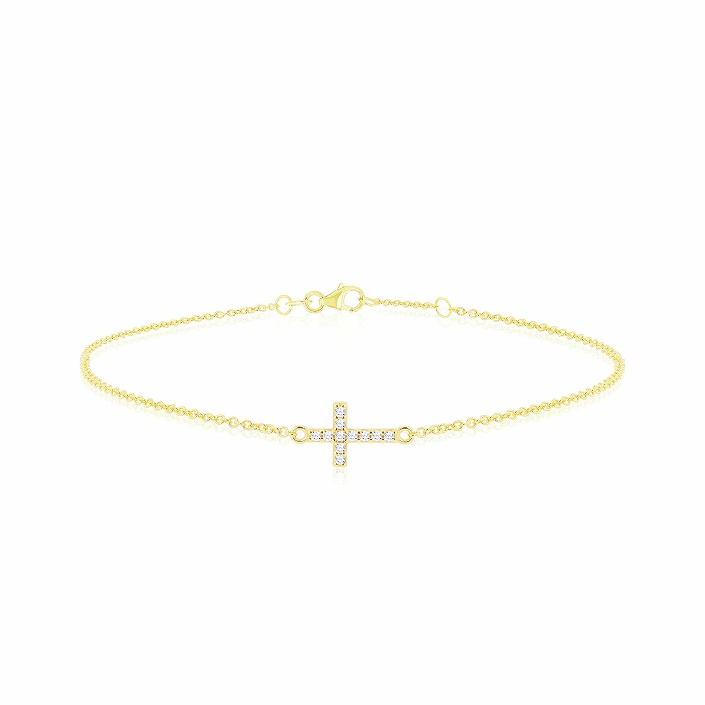 Revere 9ct Yellow Gold Cubic Zirconia Cross Bracelet