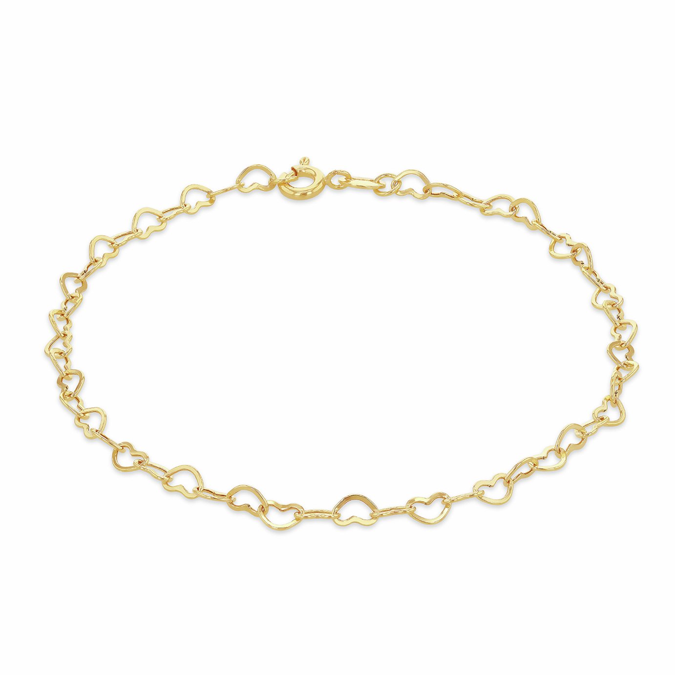 Revere 9ct Yellow Gold Mini Open Heart Bracelet