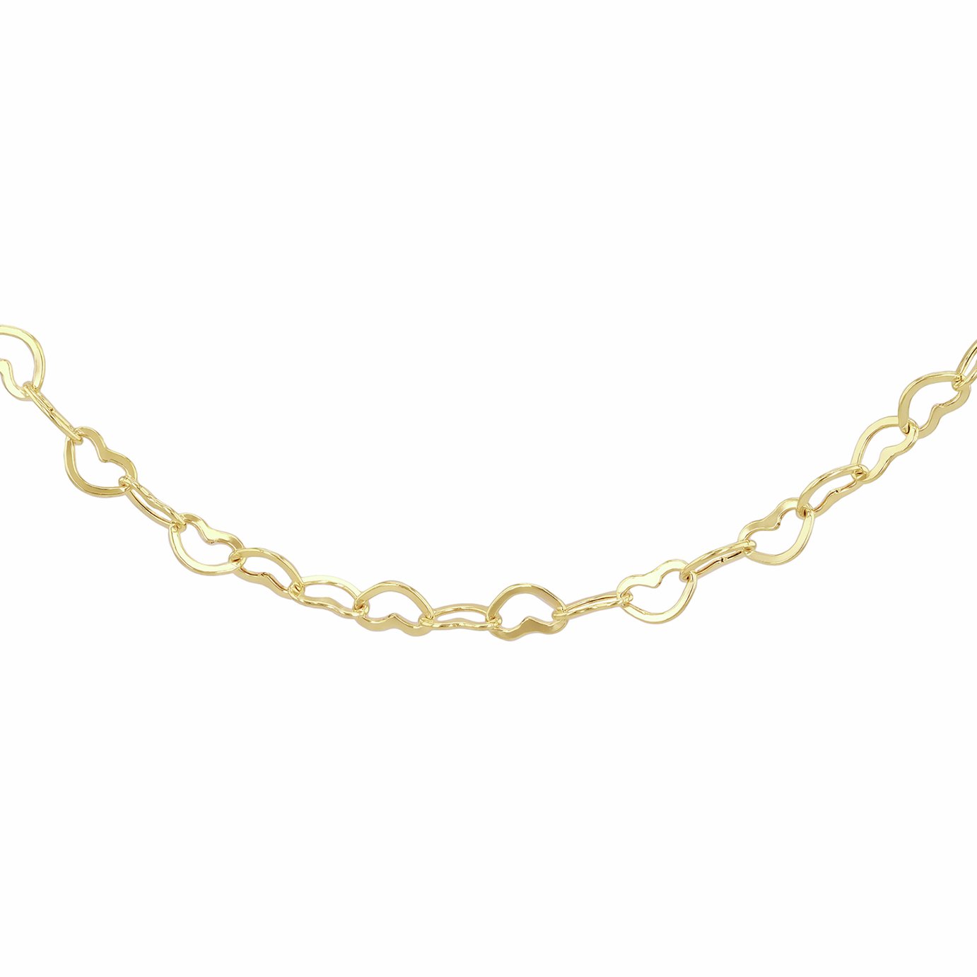 Revere 9ct Yellow Gold Mini Open Heart 18 Inch Chain