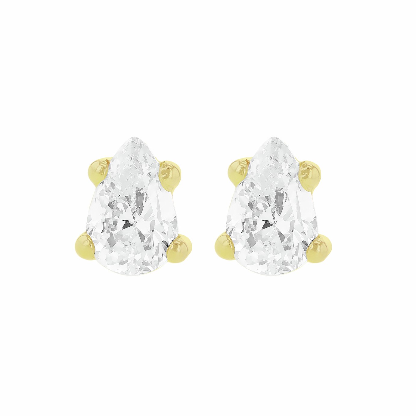 Reverse 9ct Yellow Gold Pear Shape Stud Earrings