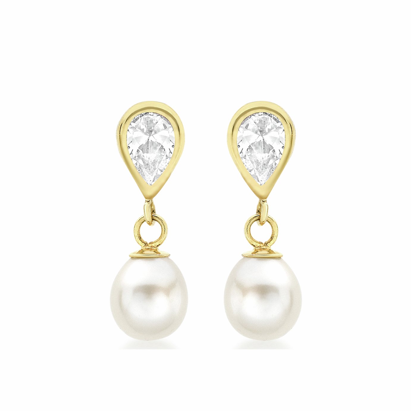 Revere 9ct Yellow Gold Pearl and Teardrop Earrings