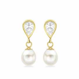 Revere 9ct Yellow Gold Pearl and Teardrop Earrings