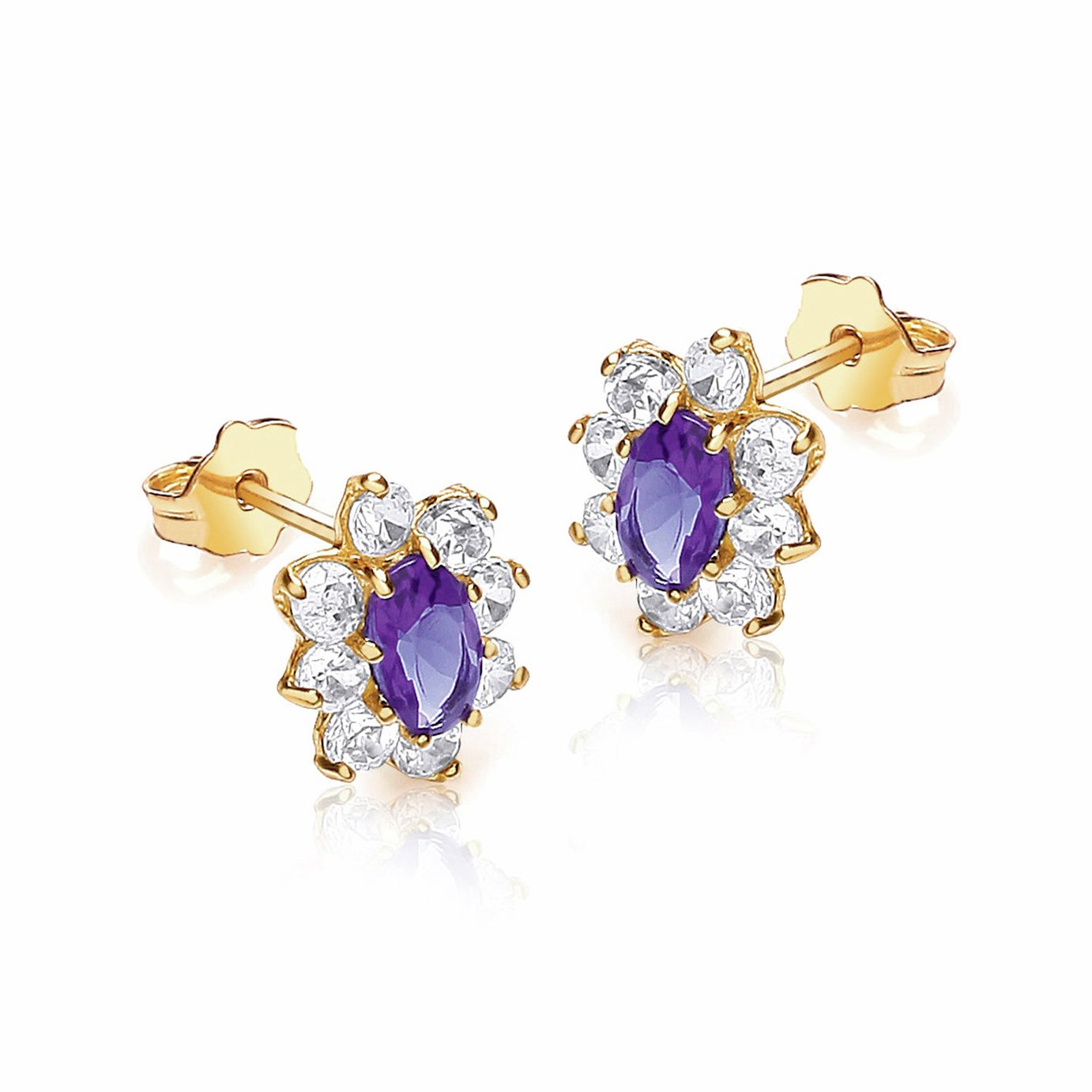 Revere 9ct Yellow Gold Flower Cluster Stud Earrings