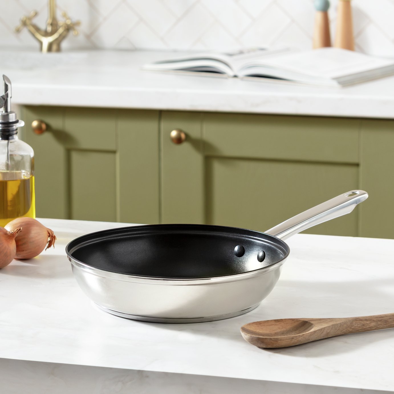 Argos Home 24cm Stainless Steel Frying Pan