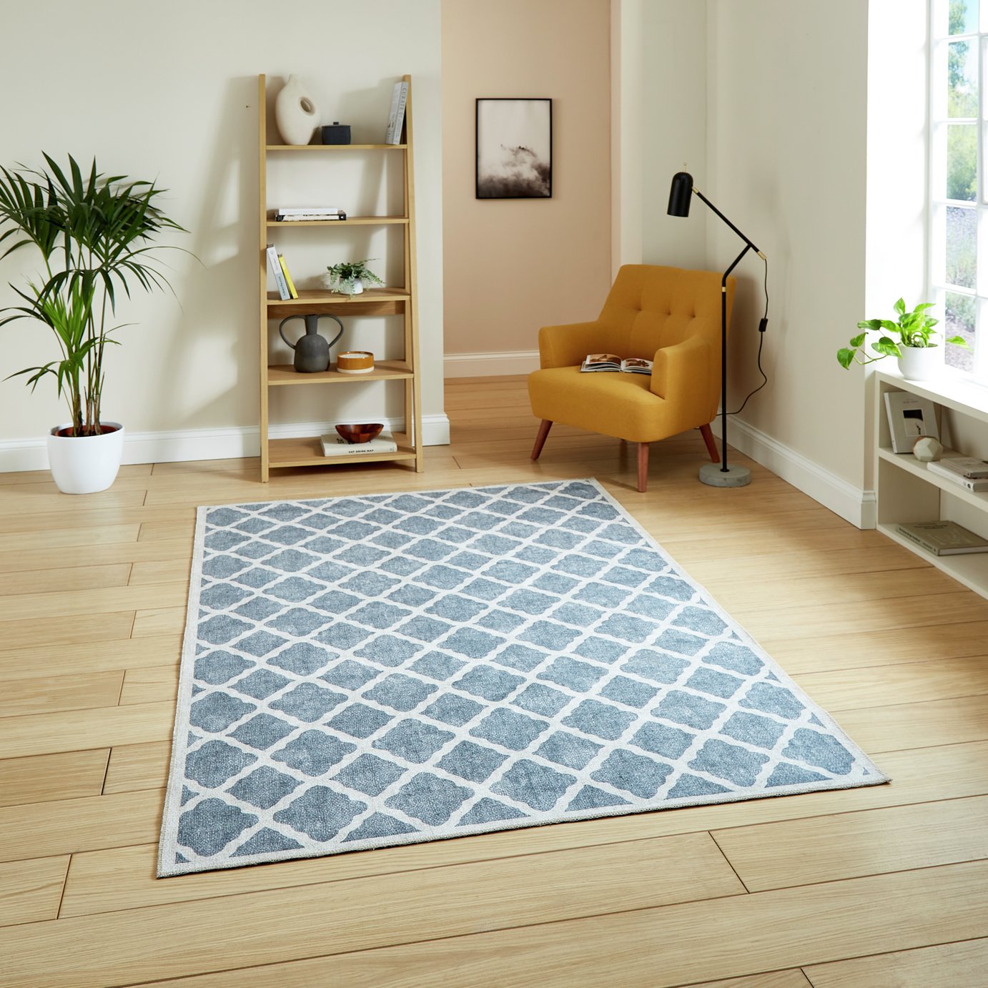 Think Rugs Washable Coral Grey Flatweave Rug