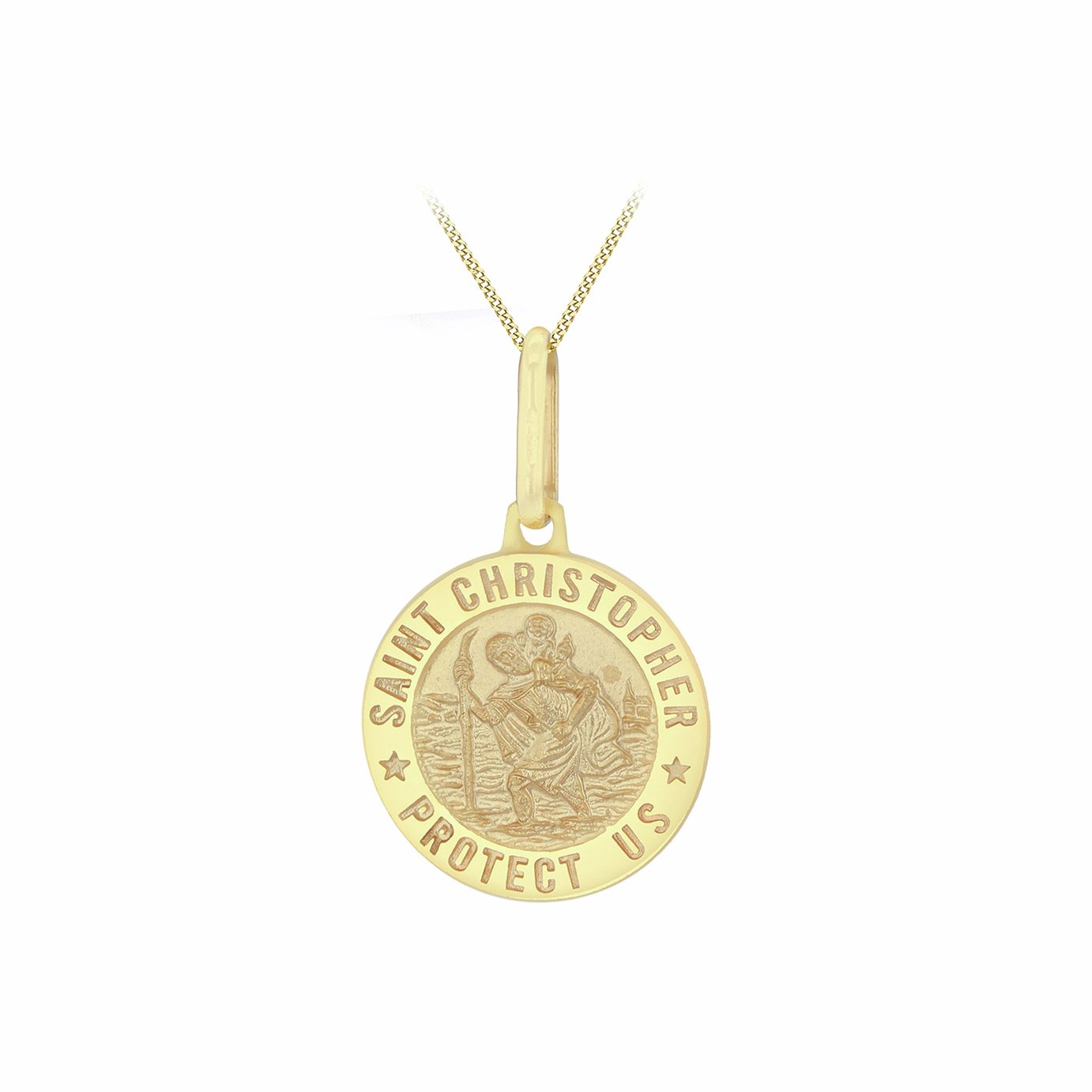 Revere 9ct Yellow Gold St. Christopher Pendant Necklace Chain