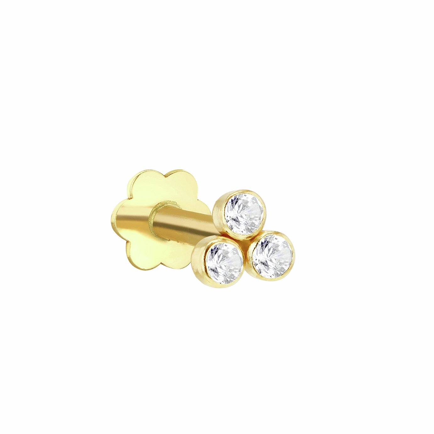 Revere 9ct Yellow Gold Trinity Labret Stud Earrings