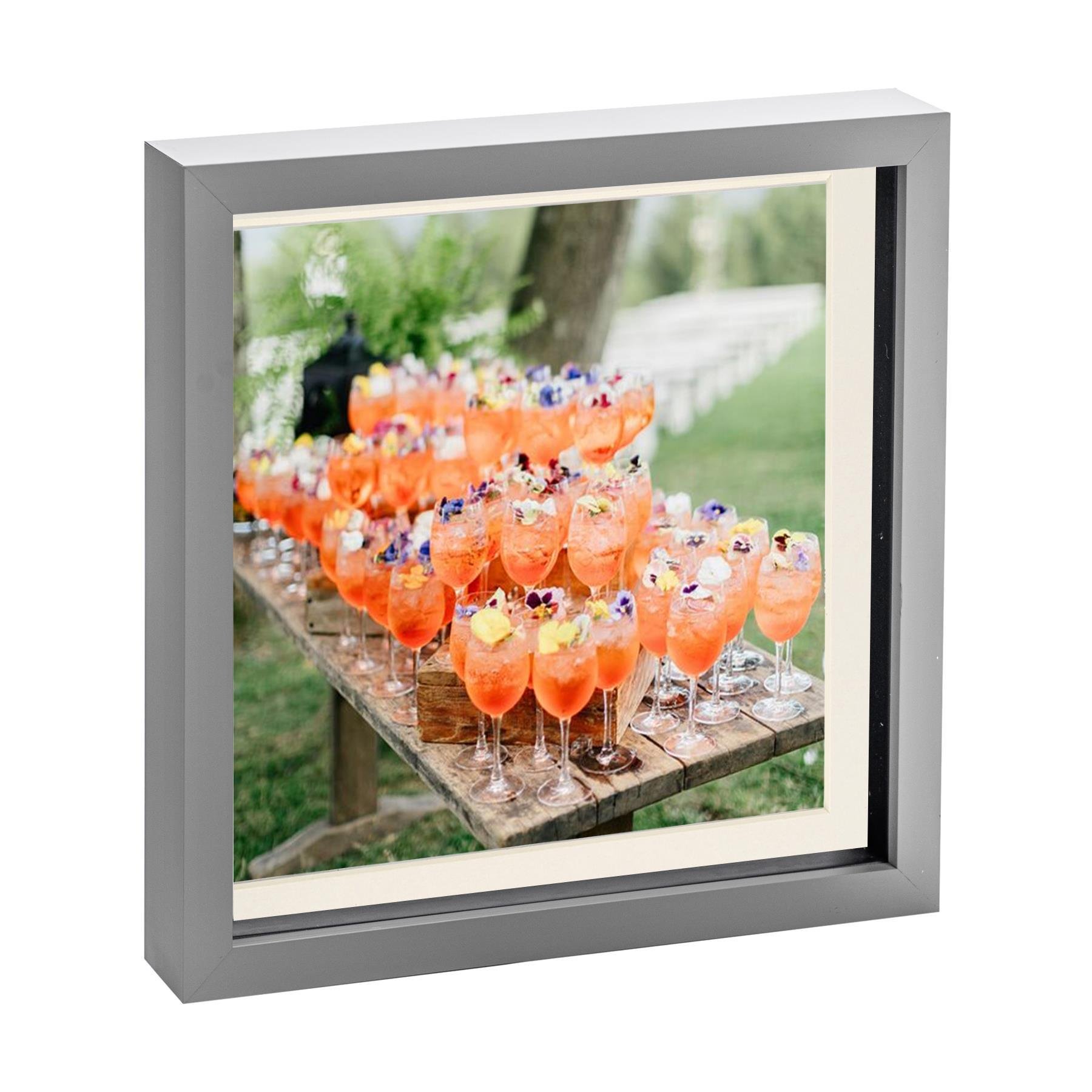 Nicola Spring 3D Box Photo Frame - 10 x 10" with Mount - Grey