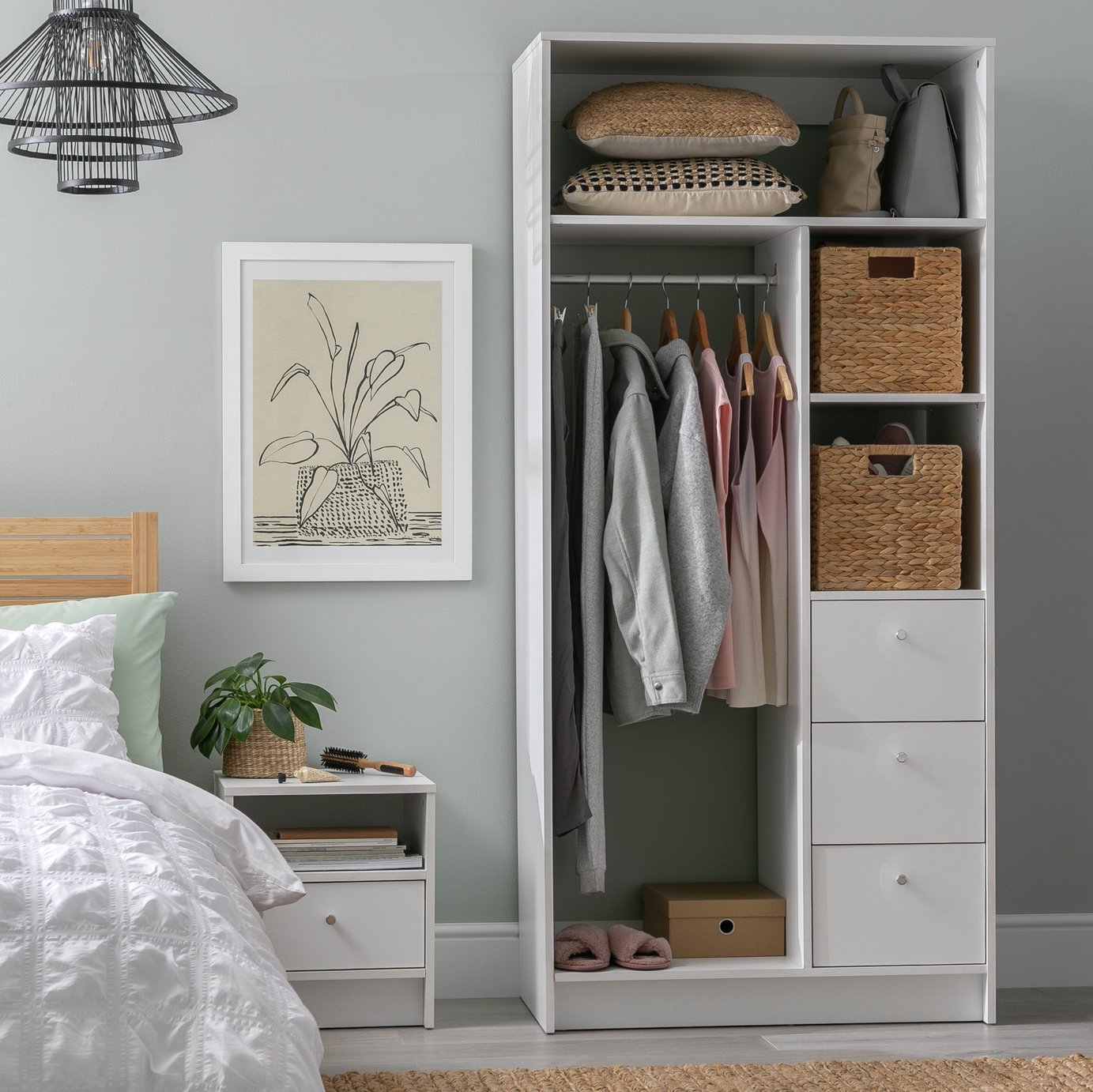 Argos Home Malibu 3 Drawers Open Storage Wardrobe - White