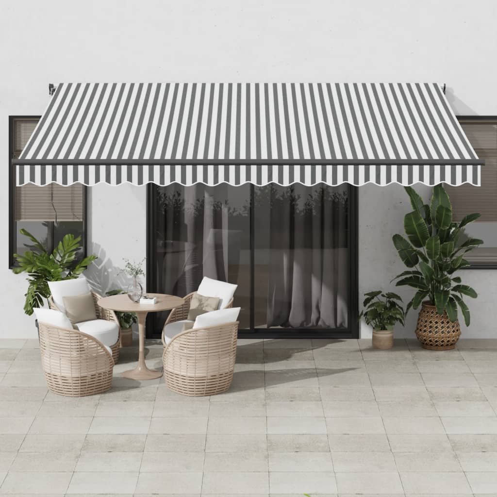 Walplus Electric Polyester Awning - Anthracite and White - 450x350 cm