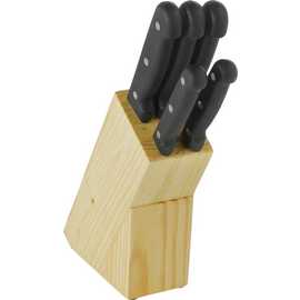 Home Essentials 5 Piece Knife Set with Wooden Knife Block