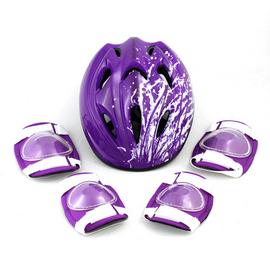 Challenge Kid's Bike Helmet, Elbow and Knee Pads - Purple