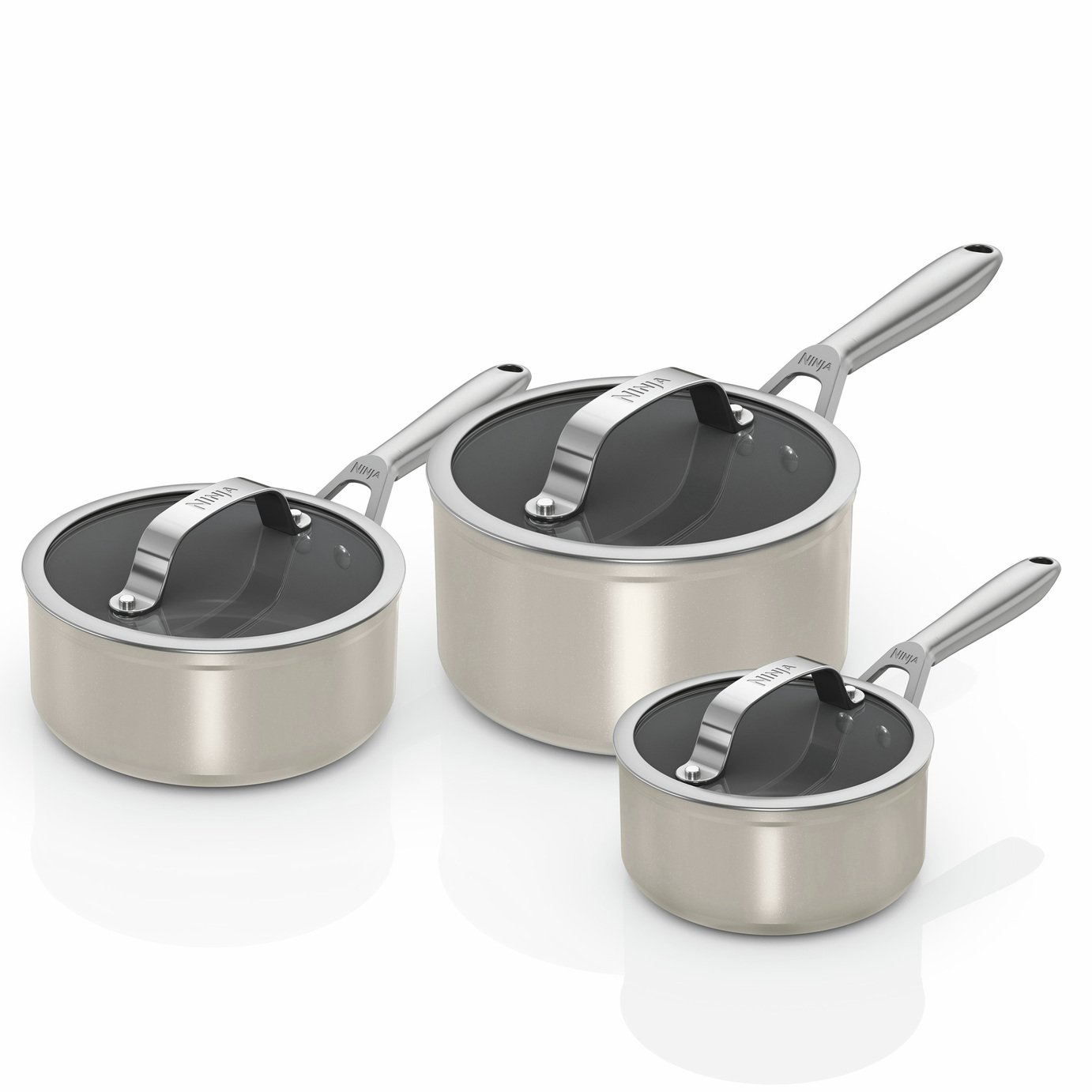 Ninja Ceramic Pro 3 Piece Non Stick Aluminium Saucepan Set