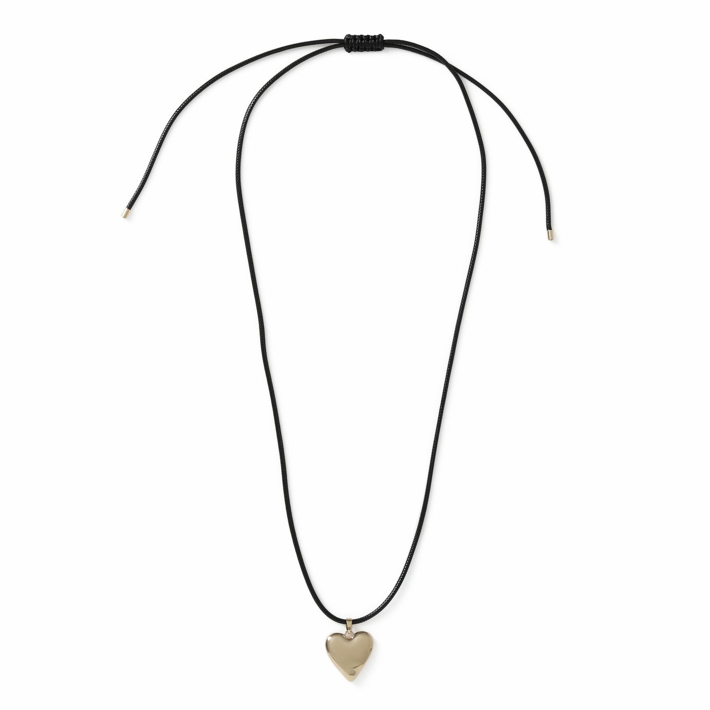 Freedom Gold Tone Heart Black Cord Pendant Necklace